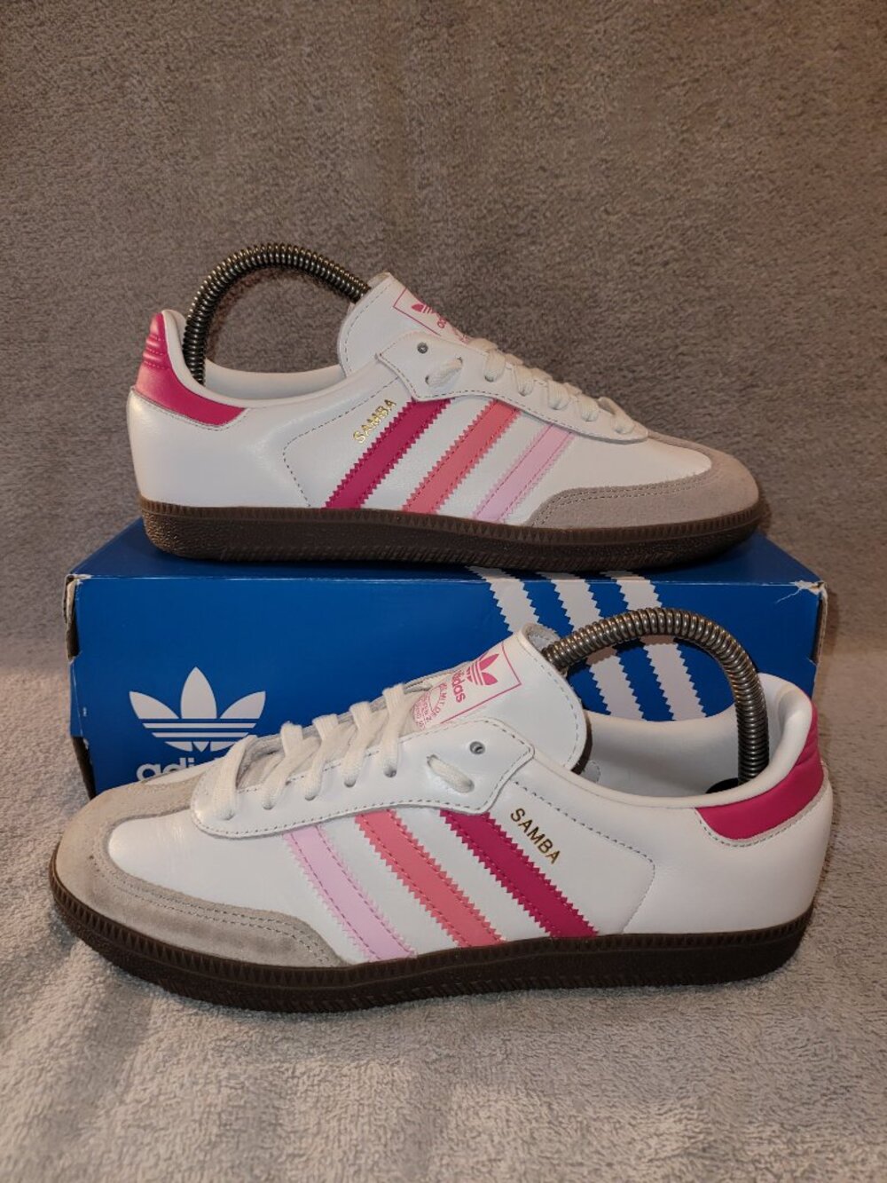 Adidas Samba J OG White Orchid Fusion Brown Gum Sole Sneakers Big Kid's Size 6